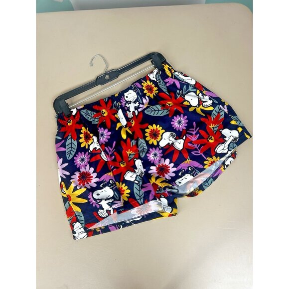 Munki Munki Peanuts Pajama Set Women Medium Snoopy Floral Short Sleeve Top Short - Picture 4 of 11